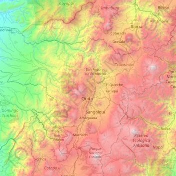 Mapa topográfico Cochapamba, altitude, relevo