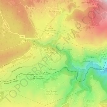 Mapa topográfico Mont-Louis, altitude, relevo