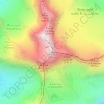 Mapa topográfico Il Roc, altitude, relevo