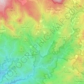 Mapa topográfico Cikole, altitude, relevo