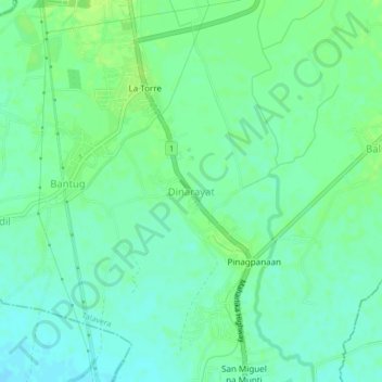 Mapa topográfico Dinarayat, altitude, relevo