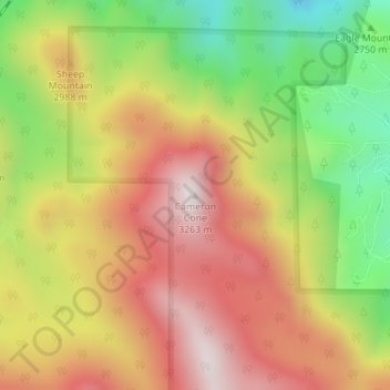 Mapa topográfico Cameron Cone, altitude, relevo