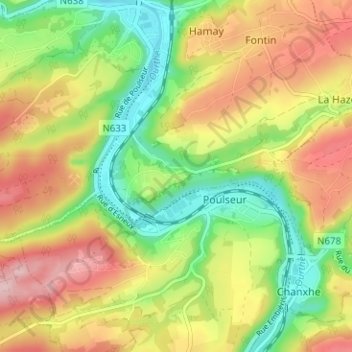 Mapa topográfico Montfort, altitude, relevo