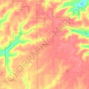 Mapa topográfico Norman, altitude, relevo