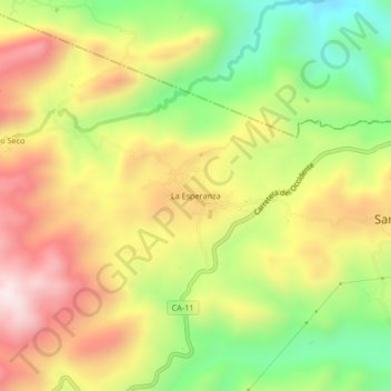 Mapa topográfico La Esperanza, altitude, relevo