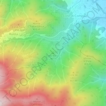 Mapa topográfico Colle Ronco, altitude, relevo