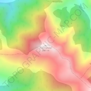 Mapa topográfico Pico Pandial, altitude, relevo