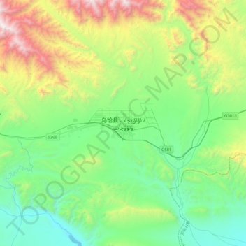 Mapa topográfico 乌恰县, altitude, relevo