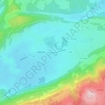 Mapa topográfico Aux Leichières, altitude, relevo