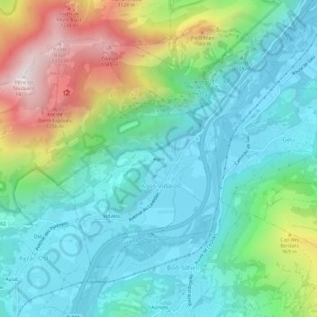 Mapa topográfico Agos, altitude, relevo