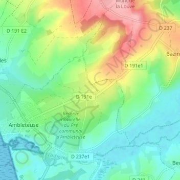 Mapa topográfico Hameau de Raventhun, altitude, relevo