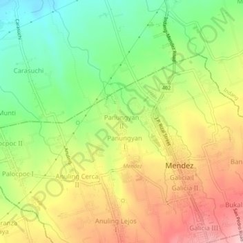 Mapa topográfico Panungyan II, altitude, relevo