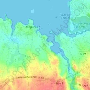 Mapa topográfico Ty Izella, altitude, relevo