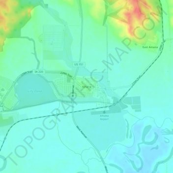 Mapa topográfico Amana, altitude, relevo