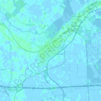 Mapa topográfico Migliarino, altitude, relevo