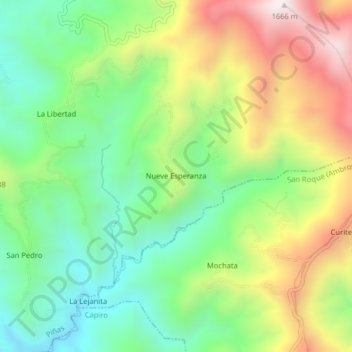 Mapa topográfico Nueve Esperanza, altitude, relevo