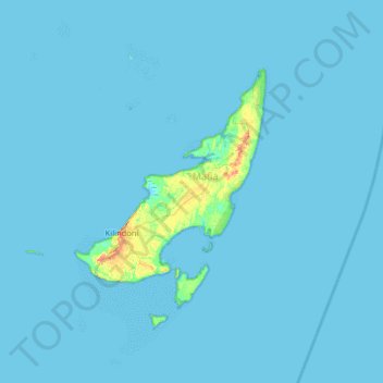 Mapa topográfico Mafia Island, altitude, relevo