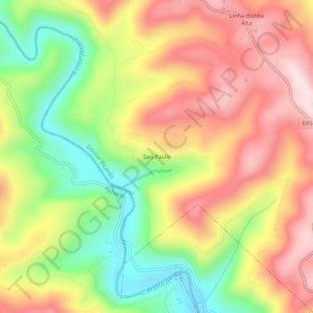 Mapa topográfico Sao Paulo, altitude, relevo