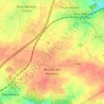 Mapa topográfico La Mennerie, altitude, relevo