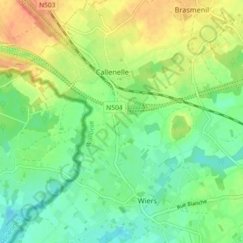 Mapa topográfico Gourgues, altitude, relevo