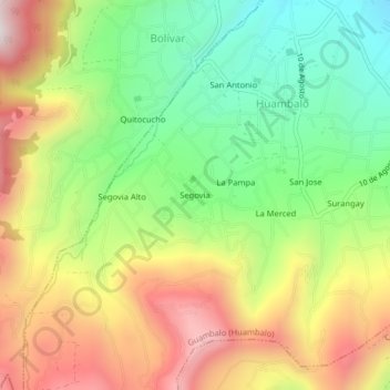 Mapa topográfico Segovia, altitude, relevo