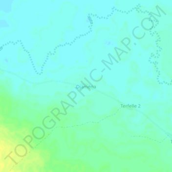 Mapa topográfico Djaména, altitude, relevo
