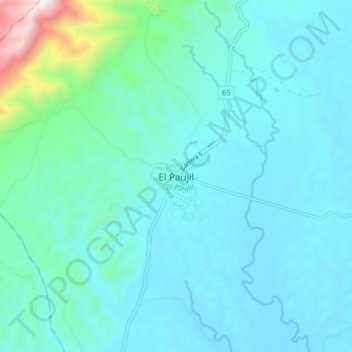 Mapa topográfico El Paujil, altitude, relevo