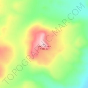 Mapa topográfico Cerro Calcatre, altitude, relevo