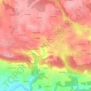 Mapa topográfico Kernihel, altitude, relevo