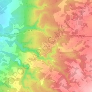 Mapa topográfico Son Gual, altitude, relevo