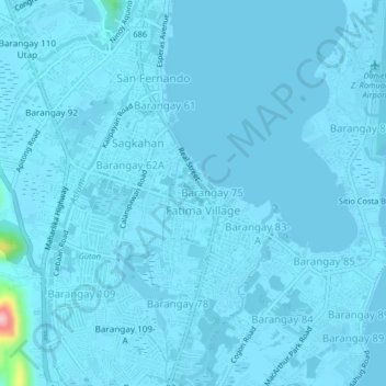 Mapa topográfico Barangay 76, altitude, relevo