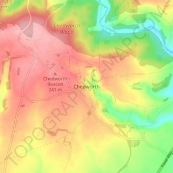 Mapa topográfico Chedworth, altitude, relevo