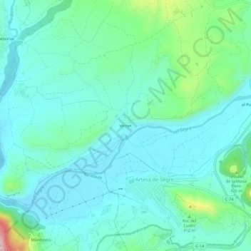 Mapa topográfico Vernet, altitude, relevo