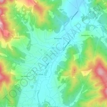 Mapa topográfico Ambra, altitude, relevo