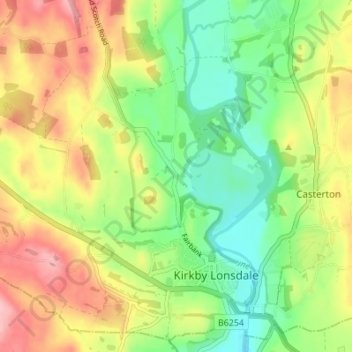 Mapa topográfico Kearstwick, altitude, relevo