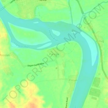 Mapa topográfico Paragu, altitude, relevo