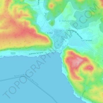 Mapa topográfico Siboney, altitude, relevo