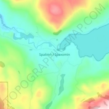 Mapa topográfico Spaxomin, altitude, relevo