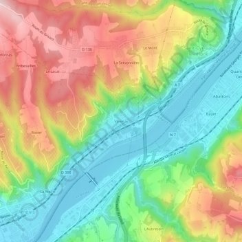 Mapa topográfico Vérenay, altitude, relevo