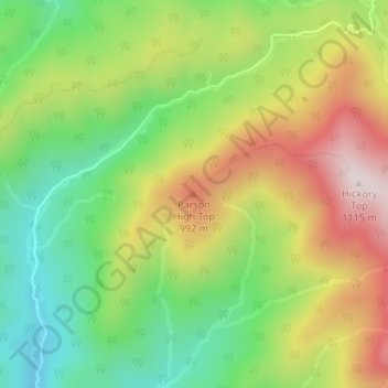Mapa topográfico Parson High Top, altitude, relevo