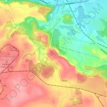 Mapa topográfico Loma del Tanque, altitude, relevo
