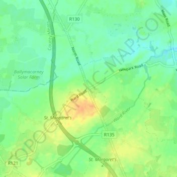 Mapa topográfico Ward Cross, altitude, relevo