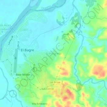 Mapa topográfico El Progreso, altitude, relevo