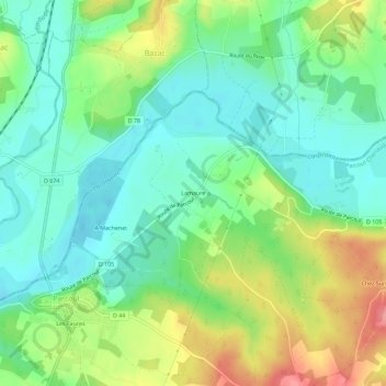 Mapa topográfico Lamaure, altitude, relevo