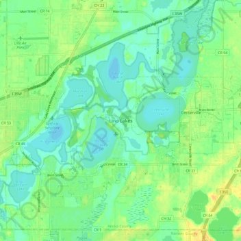 Mapa topográfico Lino Lakes, altitude, relevo