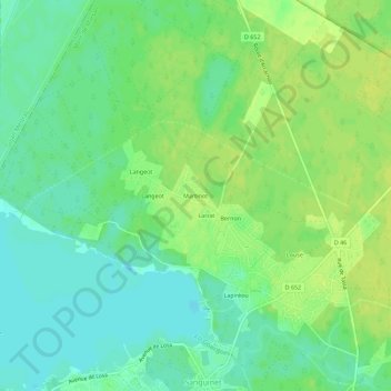 Mapa topográfico Martinot, altitude, relevo