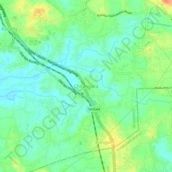 Mapa topográfico Chirangara, altitude, relevo