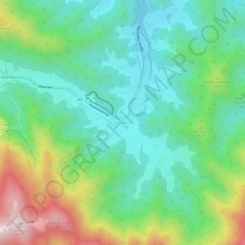 Mapa topográfico Kernhof, altitude, relevo