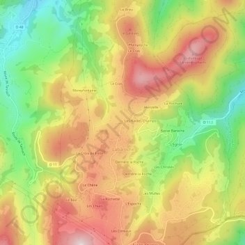 Mapa topográfico La Chapelle, altitude, relevo