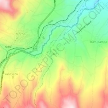 Mapa topográfico Pilco, altitude, relevo